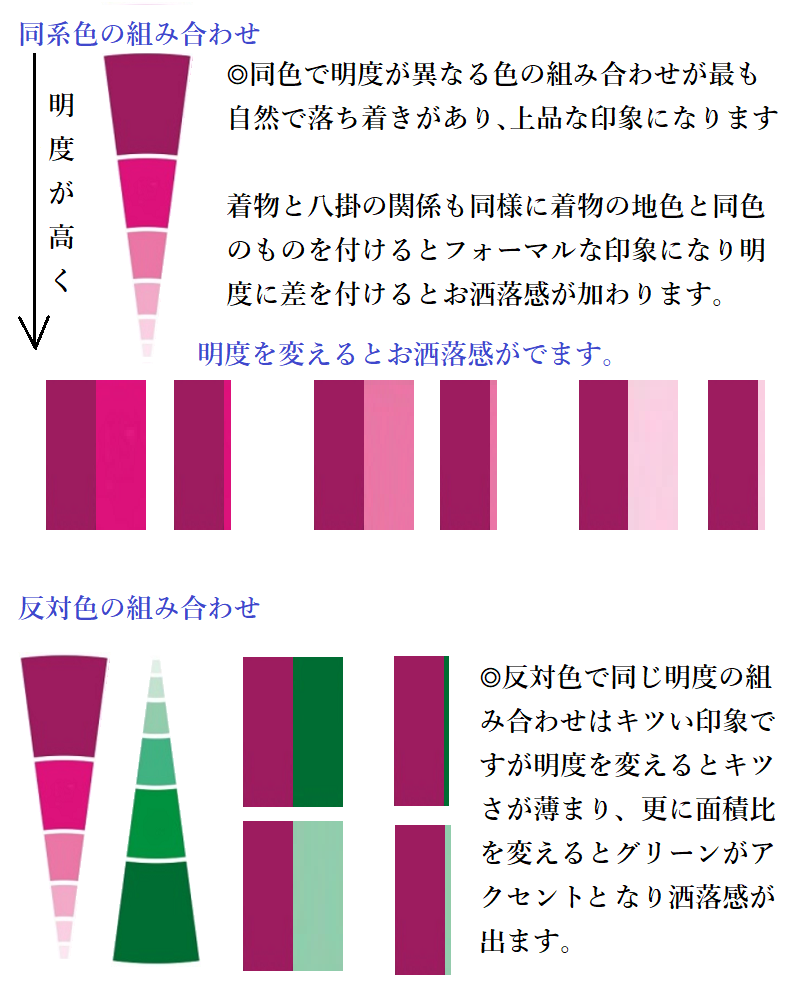 八掛色合わせのコツ 和服の通販 大阪でお洒落 格安な着物や帯 和装小物の出張販売なら 和空間スポットガーデン