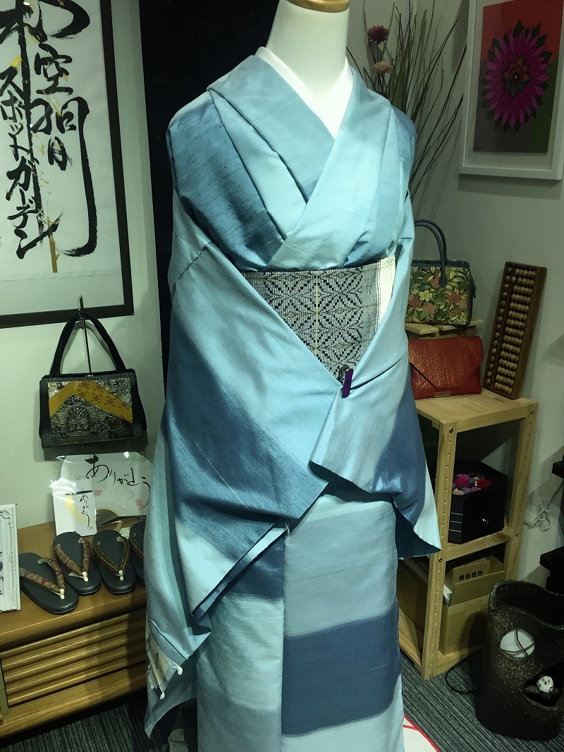 【購入価格30万】美しいグラデーションの紬　身丈164 広衿　袷 購入価格30万】美しいグラデーションの紬 身丈164 広衿 袷