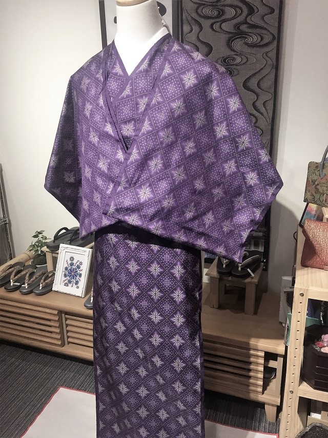 大島紬 割り込み絣 藍大島