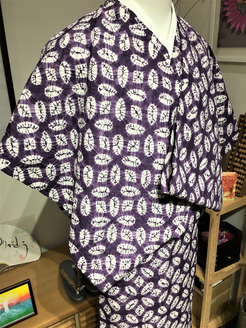 専用　貴重な紫根染　小紋　絞り　正絹　新品並 着物 オンライン大セール