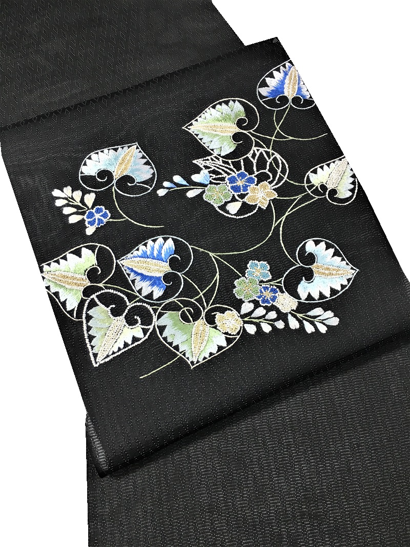 刺繍ファン必見！黒地に映える葵文様｜お洒落着物専門店 スポットガーデン