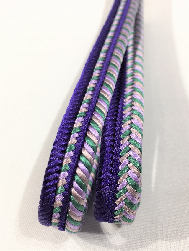 五嶋紐 帯締め 名門の組紐を特別価格でご提供 ステッチ風デザインリバーシブル バイオレット 着物セレクト専門店スポットガーデン