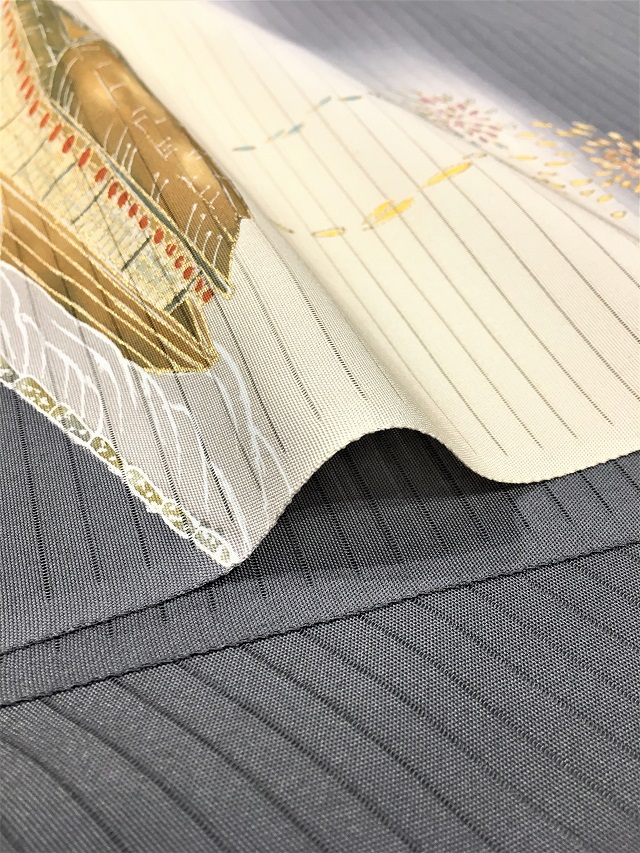 夏帯　屋形船花火