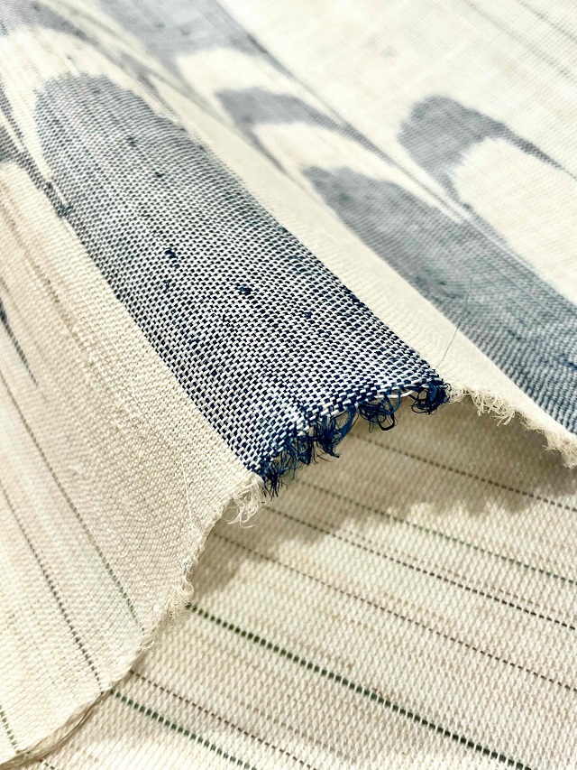 八重山上布麻着物絣観世水白茶