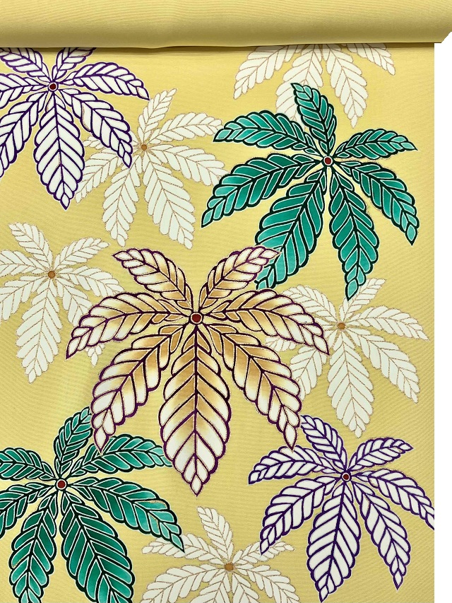 新品】日本製 濃淡藤色ぼかし染め❗️京友禅染めに豪華金駒刺繍