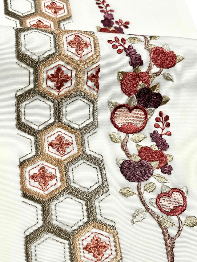 刺繍半衿 橘/亀甲 日本製 クリーム2｜着物セレクト専門店