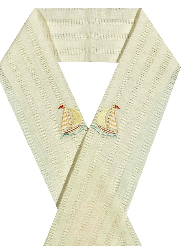 夏半衿ヨット刺繍