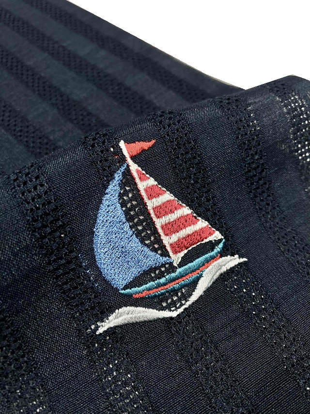 ヨット刺繍夏半衿