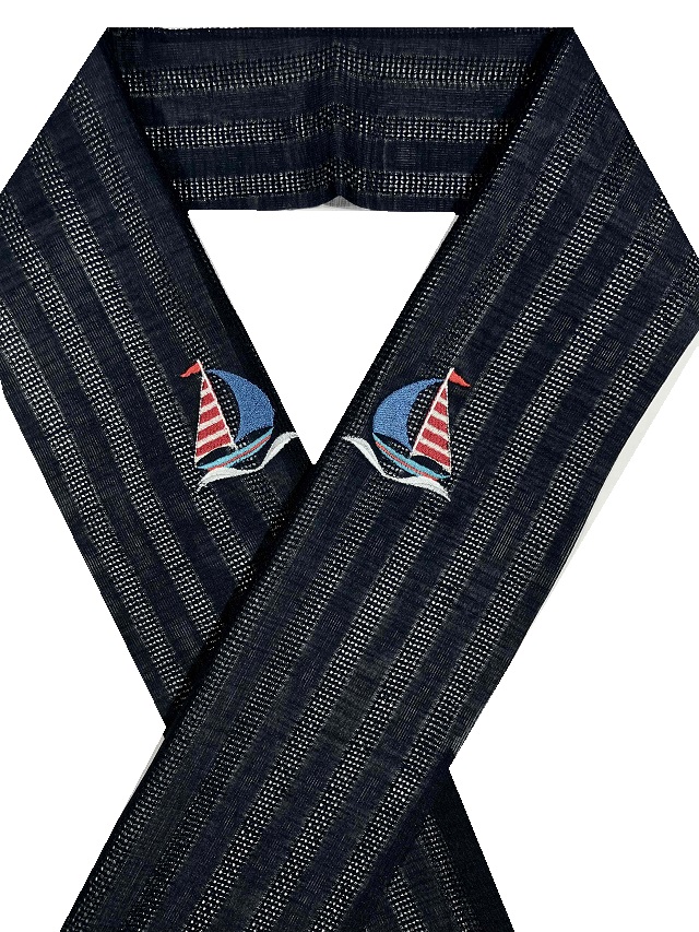 ヨット刺繍夏半衿