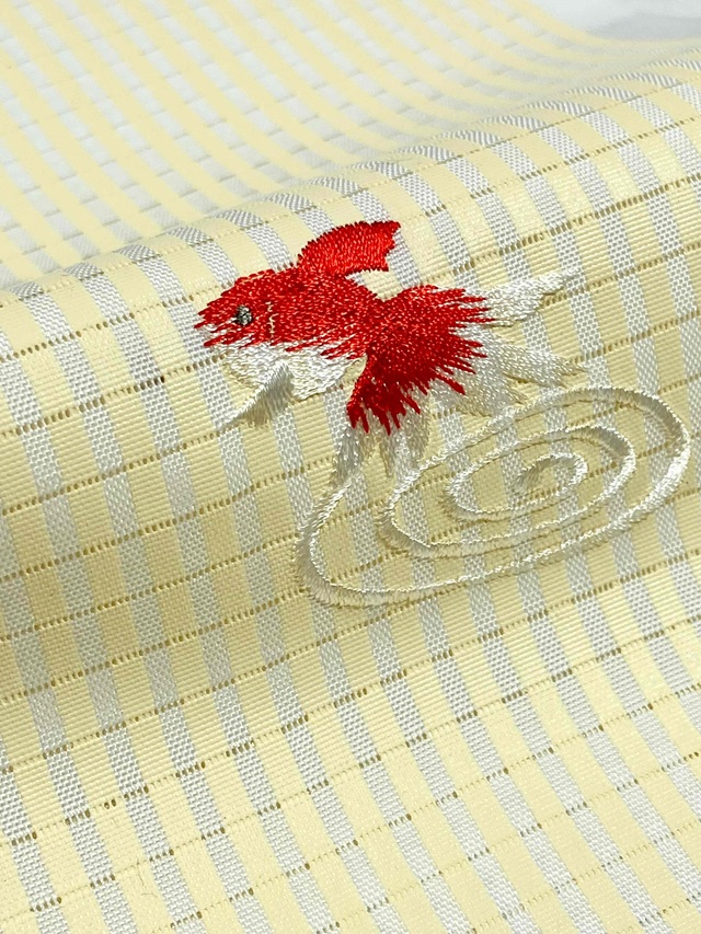 夏半衿 金魚刺繍