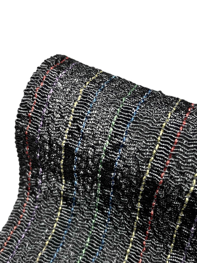 丹後縮緬帯揚げ 泥染 先染め絣 ストライプ チャコールグレー メーカー