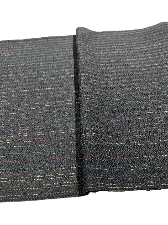 丹後縮緬帯揚げ 泥染 先染め絣 ストライプ チャコールグレー メーカー