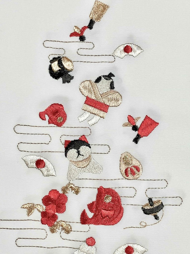 半衿　正月刺繍