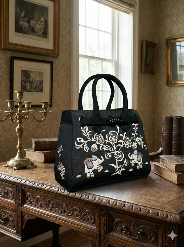 OKAZIMA 岡重 京友禅バッグ BOX 更紗象 ｜着物セレクト専門店スポット