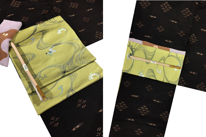 久米島紬 帯 着物コーディネート