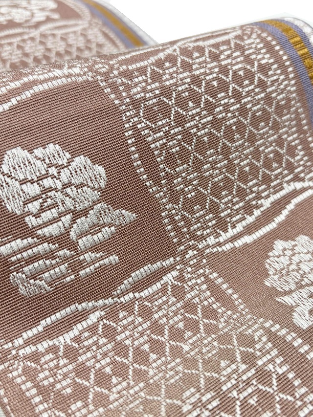 市松取り 花更紗に菱模様 博多織 小袋帯 |期間限定特別販売 お買い得